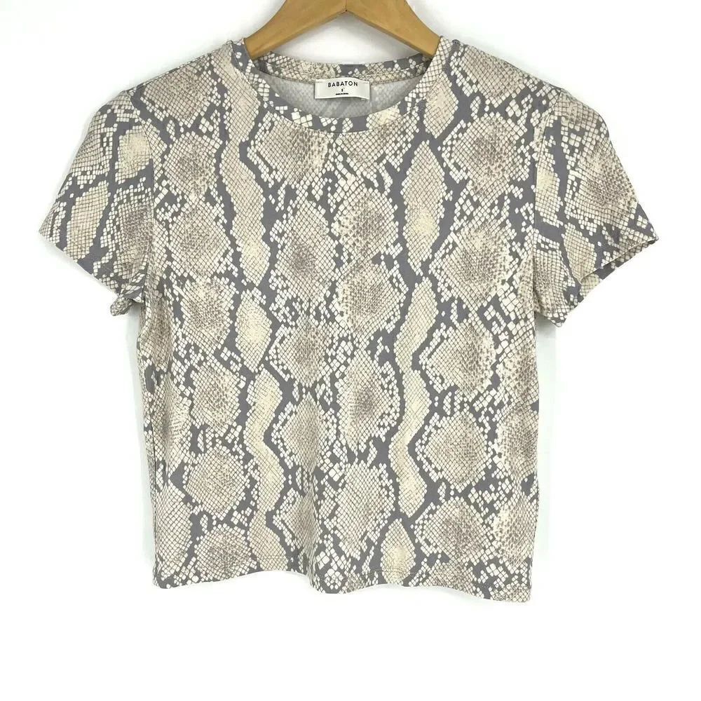 Babaton T Shirt Crop Top Snake Stretch